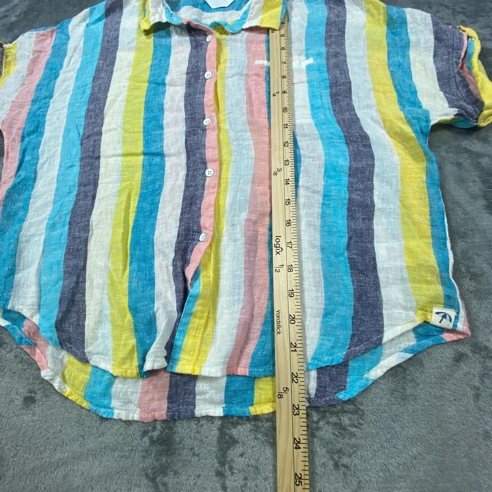 Splendid X Grey Malin Button Up Shirt Womens XL Vertical Stripes Linen Viscose
